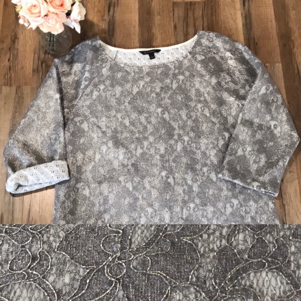 Banana Republic Grey Shimmer Pull Over Sz L